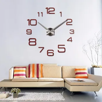 3D, duże lustrzane naklejki zegara zegar ścienny DIY wystrój domu zegar ścienny duży rozmiar dekoracji salonu akrylowy kwarc wystrój domu