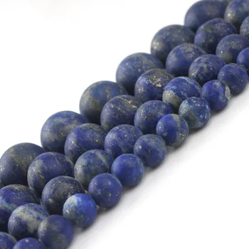 6/8/10 mm AAA naturalny matowy Lapis lazuli kamień koraliki słabe polski kamień okrągły koralik do tworzenia biżuterii DIY bransoletka 15