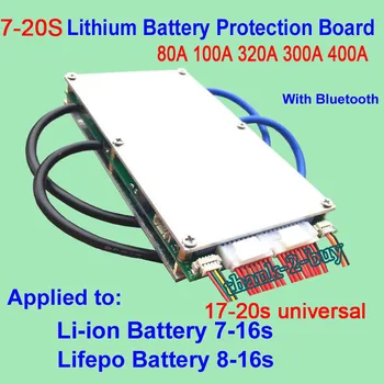 80A 100A 320A 300A 400A 7S-16S 8S-20S litowy akumulator litowo-jonowy akumulator LiFePO4 PCB BMS Protection Board Bluetooth 10S 12S 13S 14S 18S 19S