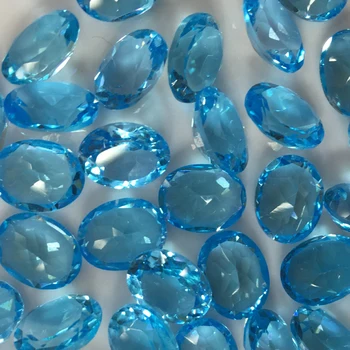 2 szt. niebieski topaz naturalny luźne klejnot Owalne szlifowane 7x9 mm koralik do mozaiki srebra 925 biżuteria pierścień naszyjnik DIY ICNWAY