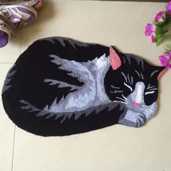 Zabawny czarny obcy leniwy Kot dywanik podłogowy, witaj w domu drzwi maty śpiący kot wzór dywan 50*80 cm łazienka, schody antypoślizgowe dywan