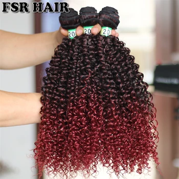 FSR 100 g/szt Ombre Kinky kręcone włosy splot moda wino czerwone syntetyczny pęczek włosów