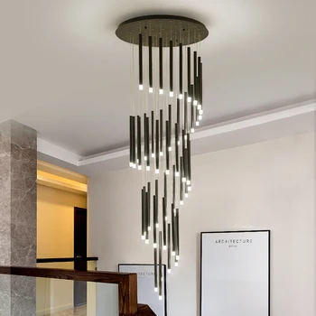 Nowoczesne lampy led lampy wiszące do salonu minimalistyczny duplex piętro hall wisząca Nordic villa spiralne schody wisząca