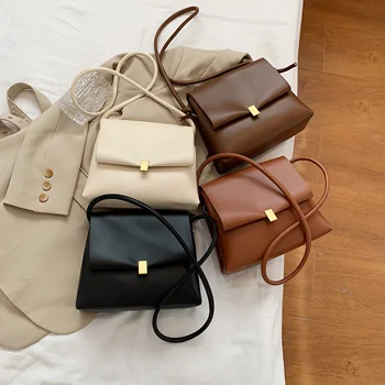 Prosty, pełny kolor sztuczna skóra Crossbody torby dla kobiet 2021 Trend markowe torby na ramię torby modne luksusowe torebki do ręki
