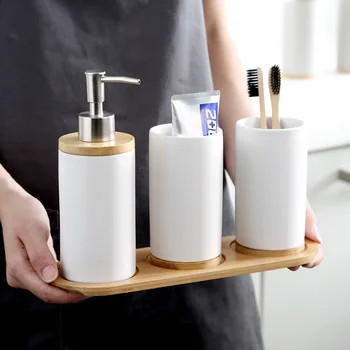 GUNOT ceramiczne akcesoria łazienkowe zestaw dozownik mydła szklankę do łazienki lub kuchni domowy pojemnik do przechowywania prania produktów