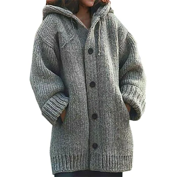 Damski sweter płaszcz kieszeń z kapturem top z długim rękawem luźny sweter jesień odzież Damska sweter kobiecy płaszcz damski