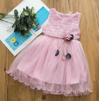 Letnie sukienki dla dziewczynek 2019 nowa moda dziecięca bez rękawów Druku Siatki sukienki dla dzieci bal maturalny ubrania dziewczyny suknia ślubna