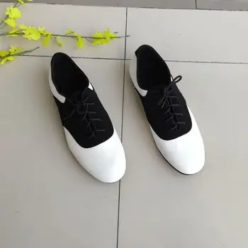 Evkoodance Nubuck Black With White skóra naturalna wysokość obcasa 2,5 cm materiał wygodna męska nowoczesny taniec buty Evkoo-309