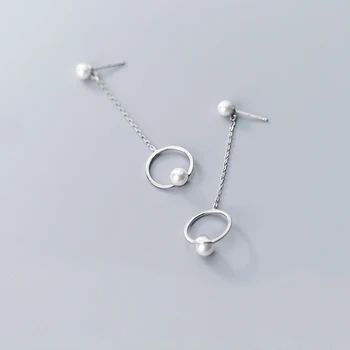 INZATT 925 srebro próby geometryczny okrągłe perły OL wiszące kolczyki elegancki pędzel do kobiet moda biżuteria prezent
