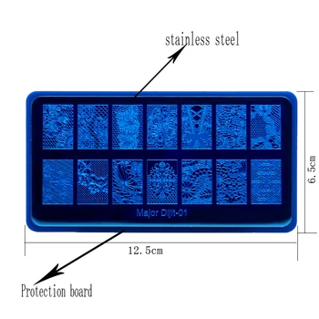 Wysokiej jakości 10 szt./kpl. Major Dijit Nail Stamping Plates Nail Art Stamping Template Image Plate Nail Stencil With protectiveback