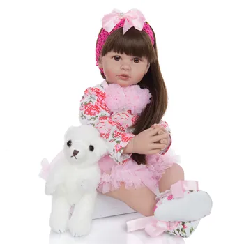 KEIUMI 24 inch Reborn Lalki Baby 60 cm Silikonowy winylu bebe Reborn Toddler girl Lifelike Princess doll play house toys