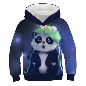 Jesień zima chłopcy dziewczyny moda 3D bluzy piękny kot Panda Galaktyka kosmiczny print dzieci bluzy z kapturem, swetry dla dzieci