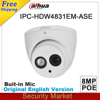 Oryginalna, angielska wersja dahua IPC-HDW4831EM-ASE 8MP POE IR eyeball network camera CCTV IP camera z IP67 Mic wbudowany H. 265