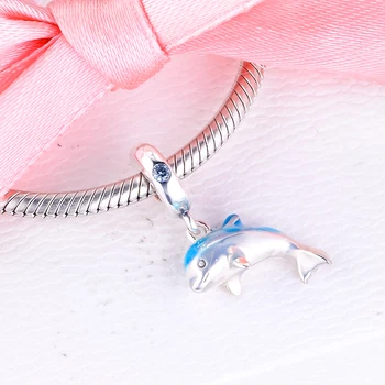 Nadaje Się Do Bransoletek Pandora Charms Połyskujące Koraliki Delfina 925 Srebro-Biżuteria Darmowa Wysyłka