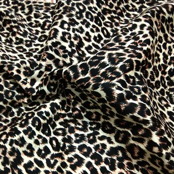 Sexy beżowo-brązowa czarna lamparta drukowane bawełniane Спандексная tkaniny 46x130 cm stretch tkanina elastyczna tkanina dla DIY odzieży sukni tkaniny