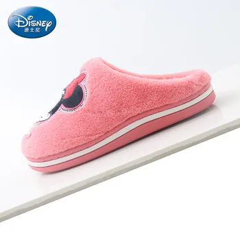 Disney Minnie Mouse dla dzieci kreskówki Mickey bawełniane kapcie chłopcy dziewczynki Zimowa strona antypoślizgowe buty