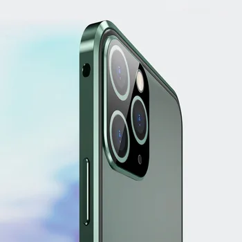 Dwustronny szkło magnetyczny metalowy pokrowiec dla telefonu IPhone 12 11 Pro XS Max XR 7 8 6 Plus z osłoną obiektywu kamery magnetyczna pokrywa