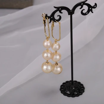 IPARAM Trend Simulation Pearl długie kolczyki żeński biały okrągły pearl ślubny naszyjnik kolczyki moda koreański Kolczyki biżuteria