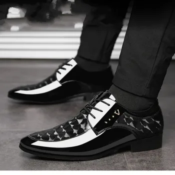 Czarny garnitur buty wieczorowe męskie buty włoska skóra Zapatos Hombre formalne buty dla mężczyzn biura Sapato Social Masculino