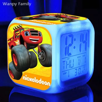 2020 New hot sell Blaze and the Machines LED Alarm Clock 7 color glowing wielofunkcyjne cyfrowe zegarki dla dzieci prezent na urodziny