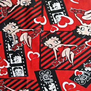 Sexy Betty Czerwona tkanina bawełniana do ubrań dla dziewczynek kurtyna poszewka plecaki pościel zestaw DIY szerokość 105 cm-AFCK046