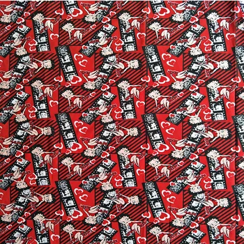 Sexy Betty Czerwona tkanina bawełniana do ubrań dla dziewczynek kurtyna poszewka plecaki pościel zestaw DIY szerokość 105 cm-AFCK046