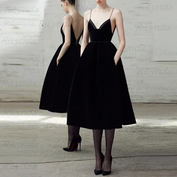 Eleganckie perłowo-czarne suknie wieczorowa 2020 seksowną sukienkę z krótkim V-neck długości do kolan sukienka