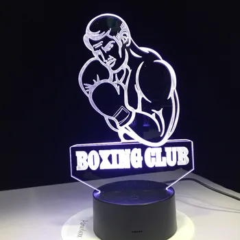 Boxing Man 3D wizualne modelowanie LED Night Light dla bokserskiego klubu Miłośników przycisk dotykowy USB lampa Home Decor Sleeping Light