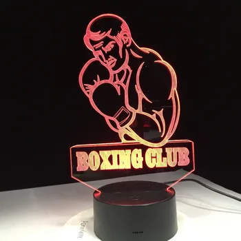 Boxing Man 3D wizualne modelowanie LED Night Light dla bokserskiego klubu Miłośników przycisk dotykowy USB lampa Home Decor Sleeping Light