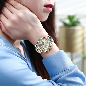 LIGE 2021New złote zegarki damskie zegarki damskie twórcze stalowe zegarek damski bransoletka kobiece wodoodporny zegarek Relogio Feminino