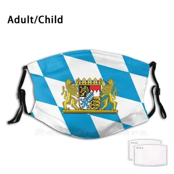 Pokaż swoje kolory-Bavaria Mask Pm2.5 Filter są zmywalni Adult Kid DIY Bavaria Bayern Bavarian Flag Free State Of Bavaria Blue