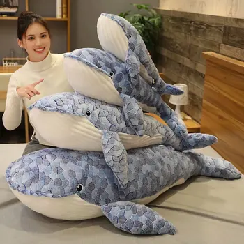 Gigantyczny rozmiar wieloryba pluszowe zabawki niebieskie morskie zwierzęta wypchane zabawki Huggable rekin miękka poduszka zwierząt dla dzieci prezent