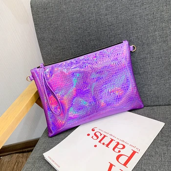 Korea moda odblaskowa srebrna kopertówka portfele i torebki damskie Torebki damskie torby Messenger sztuczna skóra kosmetyczka