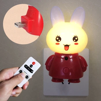 Pilot zdalnego sterowania led USB 5 w pudełko Królik Nigh lampa dla dziecka Dziecięca Sypialnia regulowana jasność Хронометражный światło