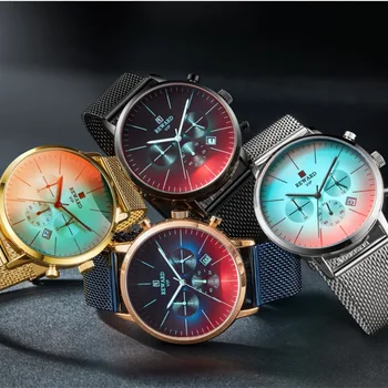 Zegarki męskie VIP specjalne kolorowe szkło nagrody Chronograf Sportowy zegarek kreatywny obiekt, w luksusowym wodoodporny zegarek męski Wist męski saati