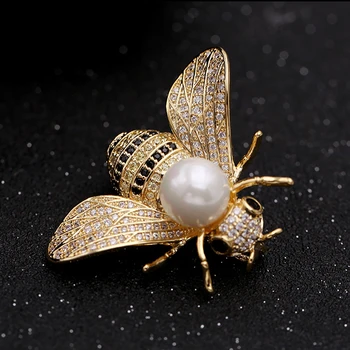 Mikro Utorować Cyrkonia Pszczoły Szpilki Broszka Dla Kobiet Akcesoria Prezenty Dla Piękny Szalik Pin Vintage Owadów Broszka Biżuteria