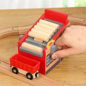 EDWONE-New One Set Wood Railway Track Sawmill Loading MachineTrain Slot kolejowe akcesoria oryginalne zabawki i prezenty dla dzieci