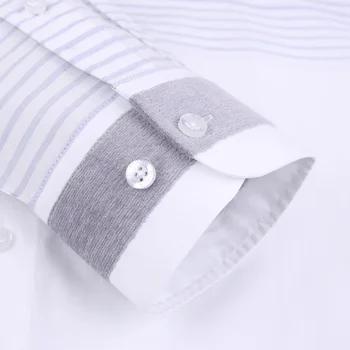 Męskie nie żelazną kratę kratkę koszula w paski z długim rękawem Standard-fit na guziki casual bawełniana w kratę łatwa w pielęgnacji koszula